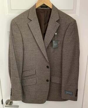 New Madison Men 40S Blazer Sport Coat Suit Jacket 2 Button Brown Houndstooth NWT